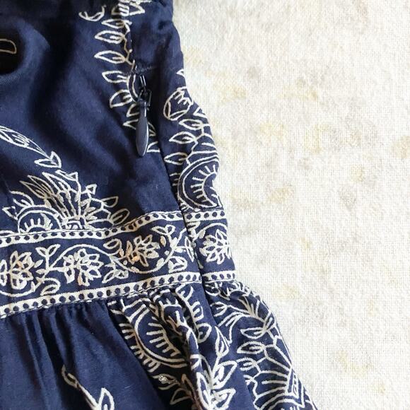 Anokhi Koki Girls Size 4-5 Dress 100% Cotton 3/4 Sleeve Dark Blue Paisley - Picture 8 of 11